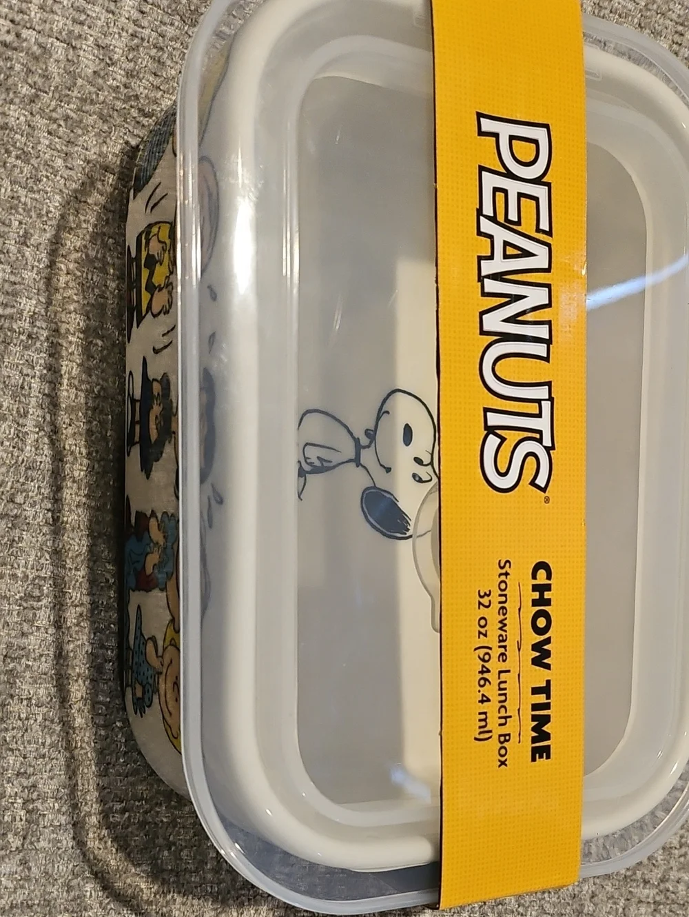 Peanuts Chow Time Stoneware Lunch Box White & Yellow NWT